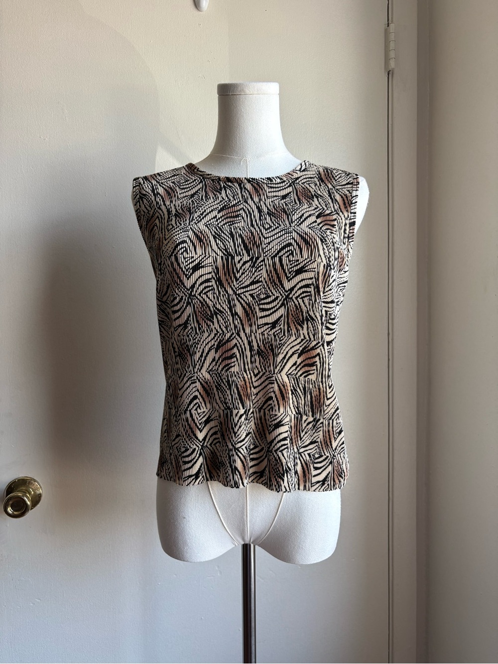 plisse animal print stretchy tank